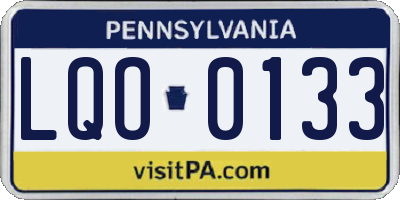 PA license plate LQO0133