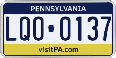 PA license plate LQO0137