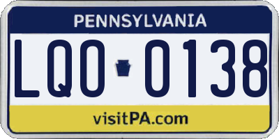 PA license plate LQO0138