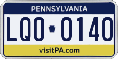 PA license plate LQO0140
