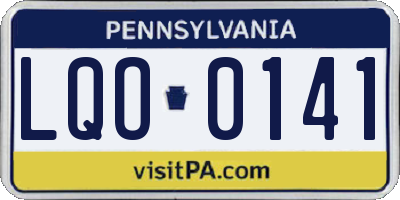 PA license plate LQO0141
