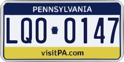 PA license plate LQO0147