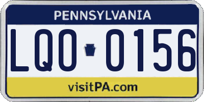 PA license plate LQO0156