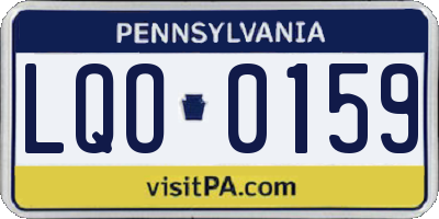 PA license plate LQO0159