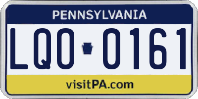 PA license plate LQO0161