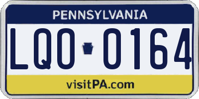 PA license plate LQO0164