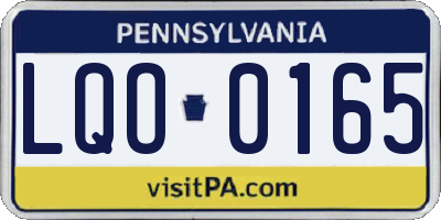 PA license plate LQO0165