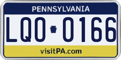 PA license plate LQO0166