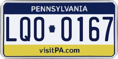 PA license plate LQO0167