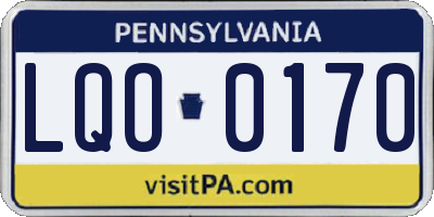 PA license plate LQO0170