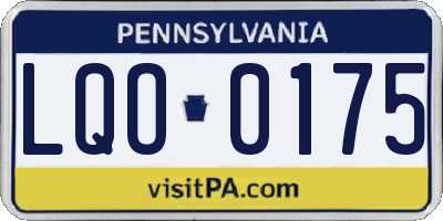 PA license plate LQO0175