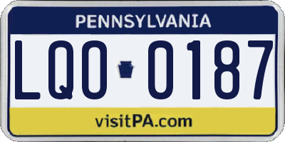 PA license plate LQO0187