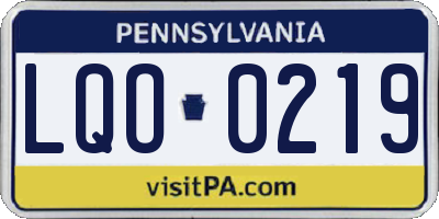 PA license plate LQO0219
