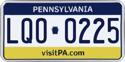 PA license plate LQO0225