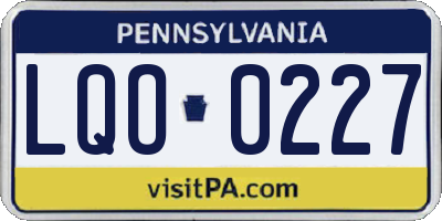 PA license plate LQO0227