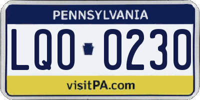 PA license plate LQO0230
