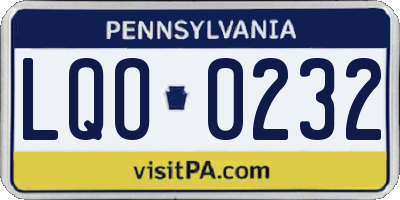 PA license plate LQO0232