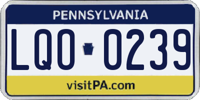 PA license plate LQO0239