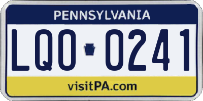PA license plate LQO0241