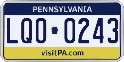 PA license plate LQO0243