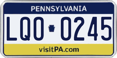 PA license plate LQO0245