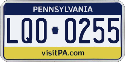 PA license plate LQO0255