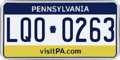 PA license plate LQO0263
