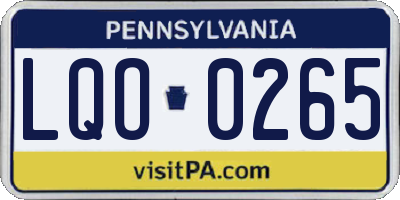 PA license plate LQO0265