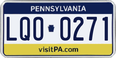 PA license plate LQO0271