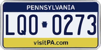 PA license plate LQO0273