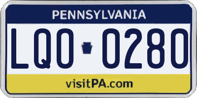 PA license plate LQO0280