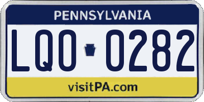 PA license plate LQO0282