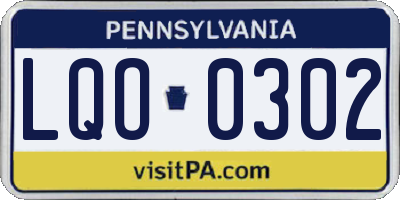 PA license plate LQO0302