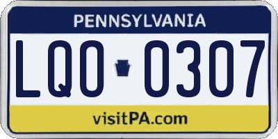PA license plate LQO0307