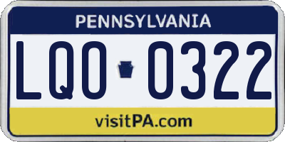 PA license plate LQO0322