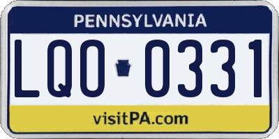 PA license plate LQO0331