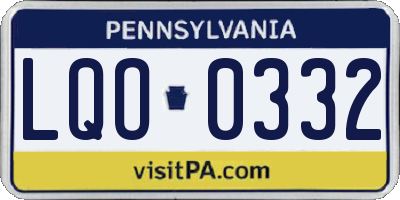 PA license plate LQO0332