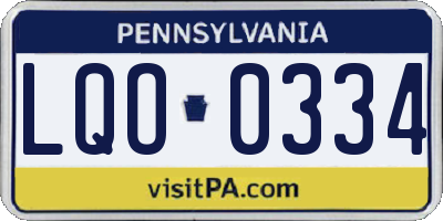 PA license plate LQO0334
