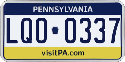 PA license plate LQO0337