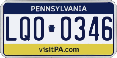 PA license plate LQO0346