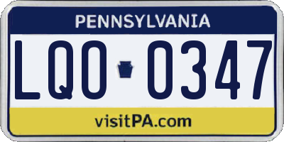 PA license plate LQO0347