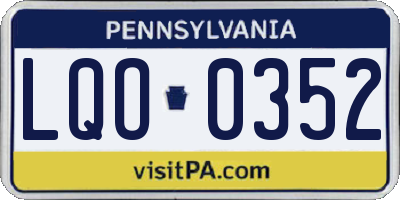 PA license plate LQO0352