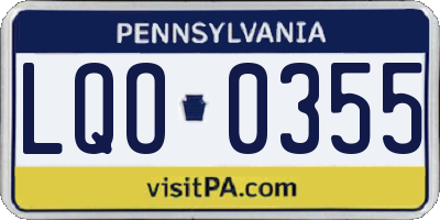 PA license plate LQO0355