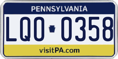 PA license plate LQO0358