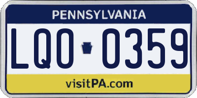 PA license plate LQO0359