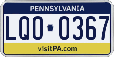 PA license plate LQO0367