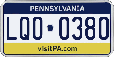 PA license plate LQO0380