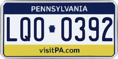 PA license plate LQO0392