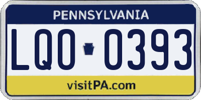 PA license plate LQO0393