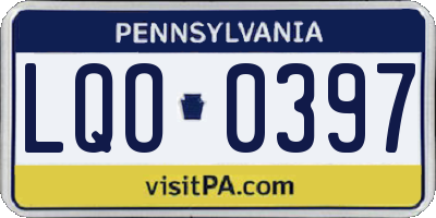 PA license plate LQO0397